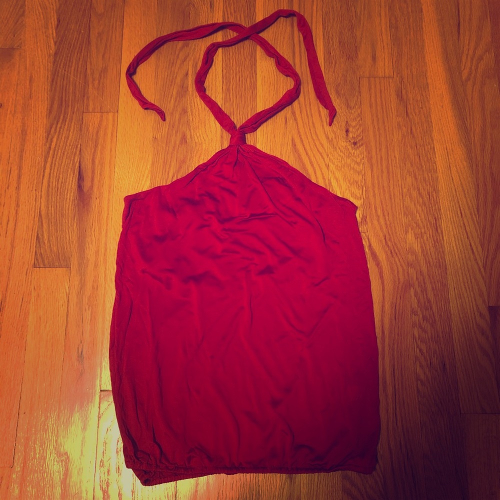 Banana Republic Red Silk Halter Tank Top